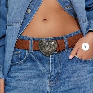 Brown Heart Buckle Belt